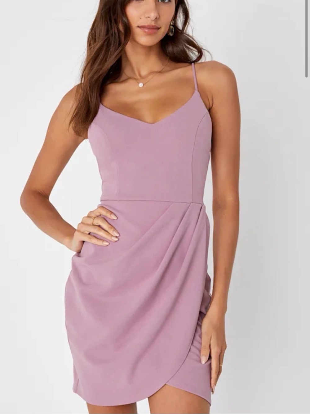 Lulu's Dusty Lilac Spaghetti Strap Mini Dress